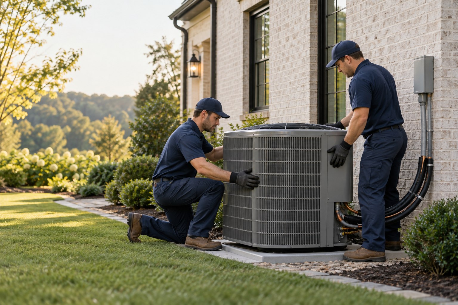 Illustration of professional air conditioning installation