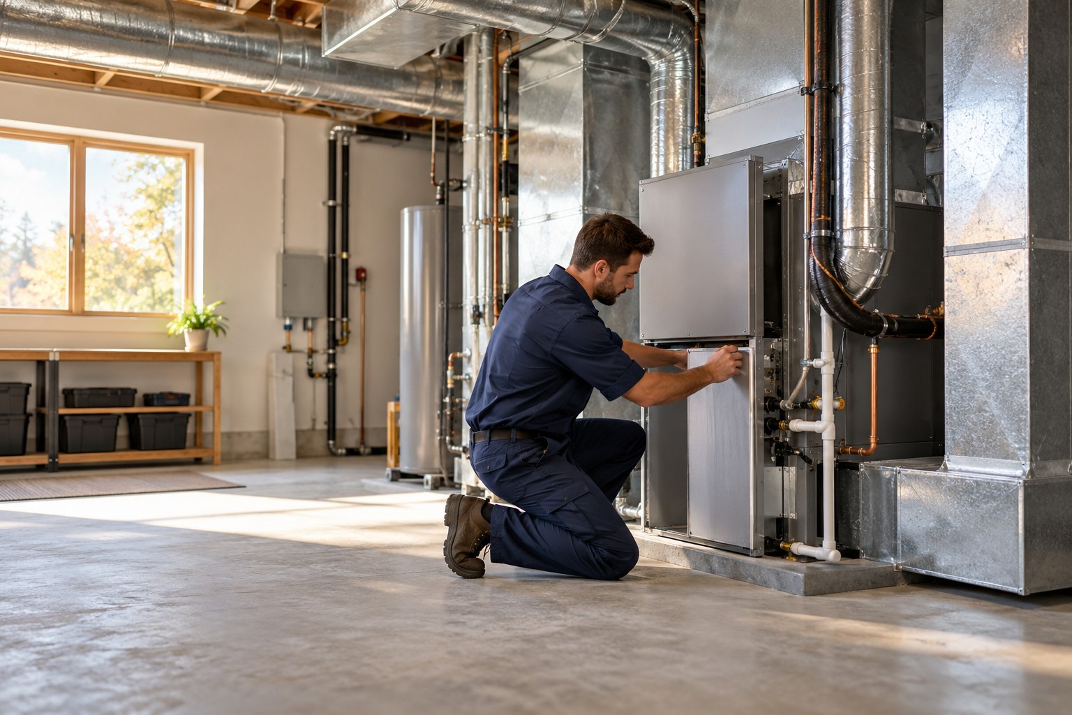 Illustration of ducted heating and air installation
